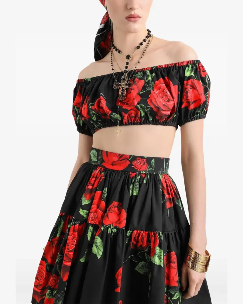 Dolce & Gabbana Bluse mit Rosen-Print - Schwarz Schwarz