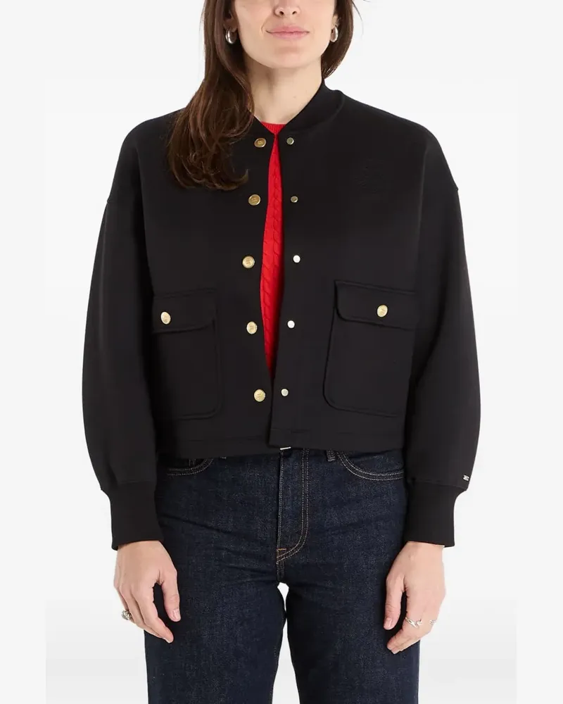 Tommy Hilfiger Cropped-Jacke mit Druckknöpfen - Schwarz Schwarz