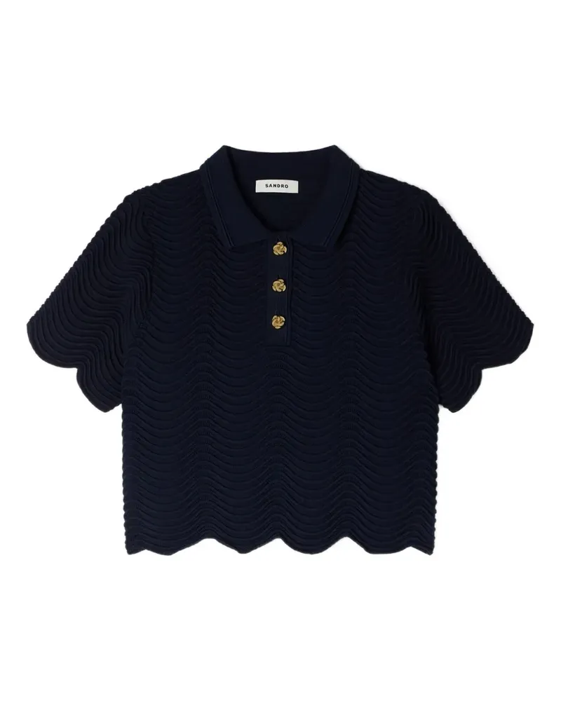 Sandro Cropped-Poloshirt mit Wellensaum - Blau Blau