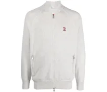 Bestickter Cardigan aus Kaschmir - Grau