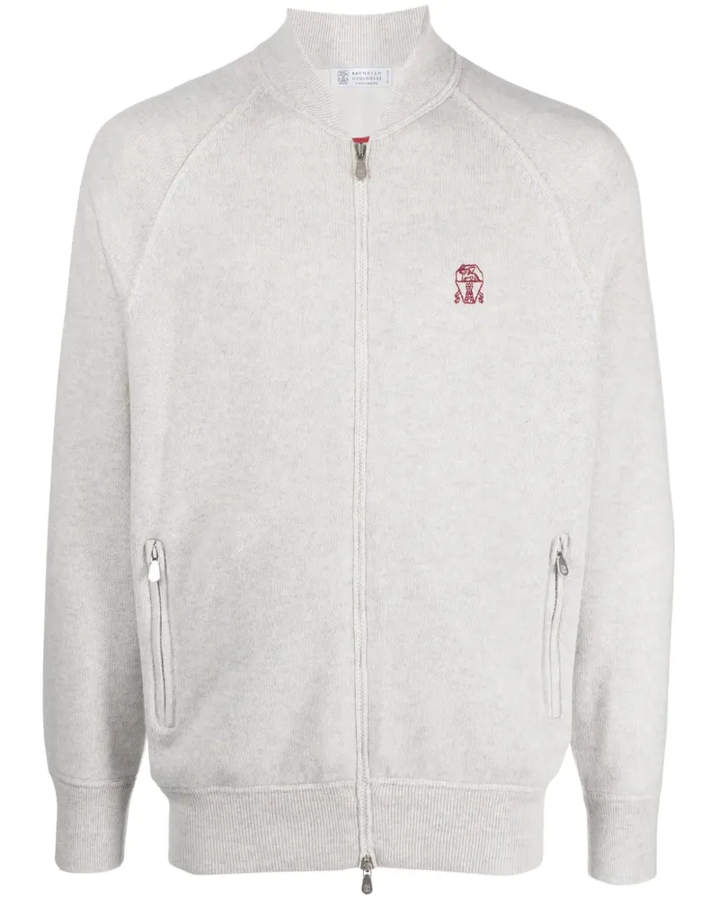 Brunello Cucinelli Bestickter Cardigan aus Kaschmir - Grau Grau