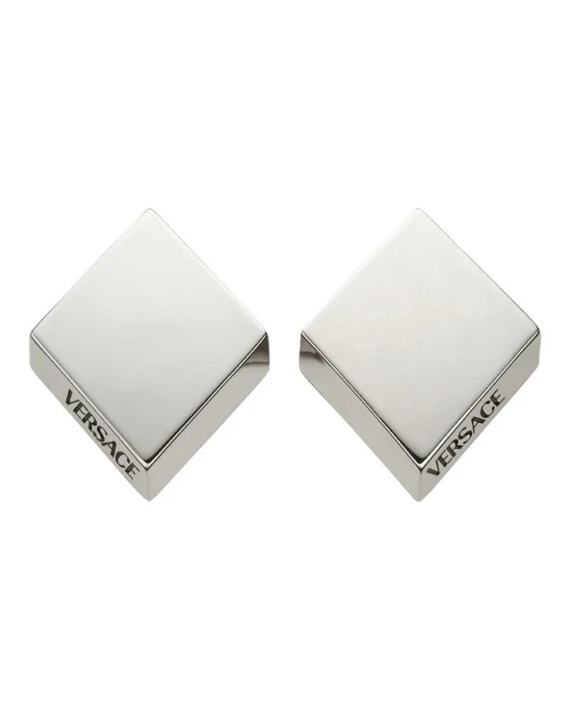Versace Rauten-Ohrstecker mit Logo-Gravur - Silber Silber