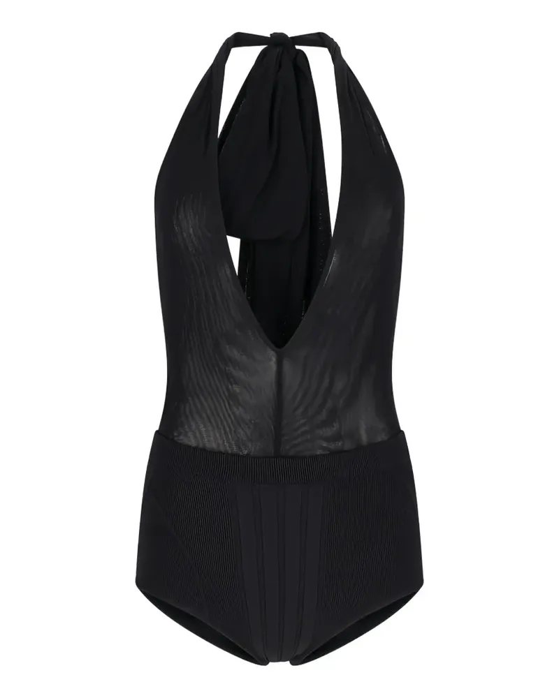 ATTICO halterneck tulle bodysuit - Schwarz Schwarz