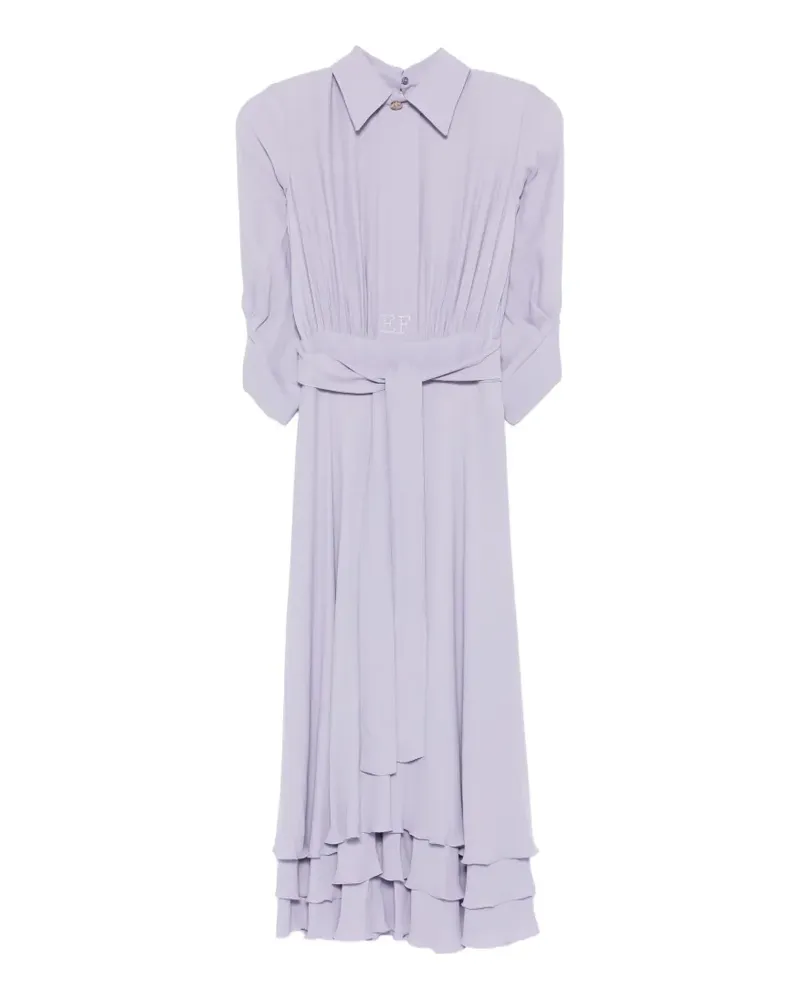 Elisabetta Franchi Gürtel-Kleid mit Rüschensaum - Violett Violett