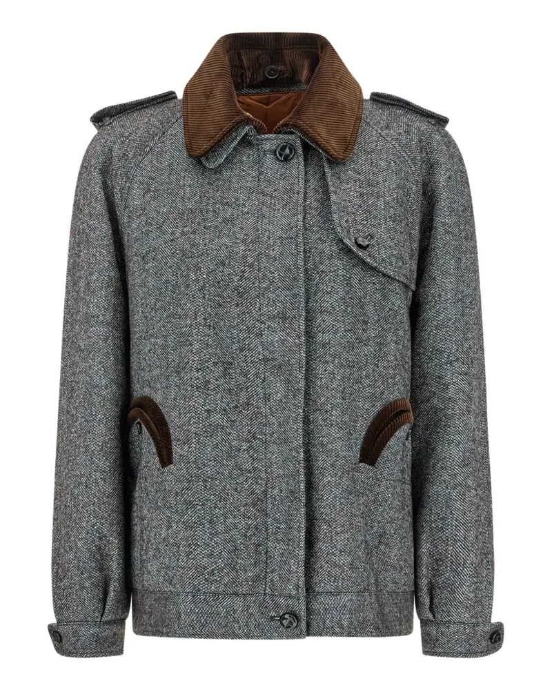 Blazé Milano Chausie herringbone-weave corduroy-collar jacket - Grau Grau