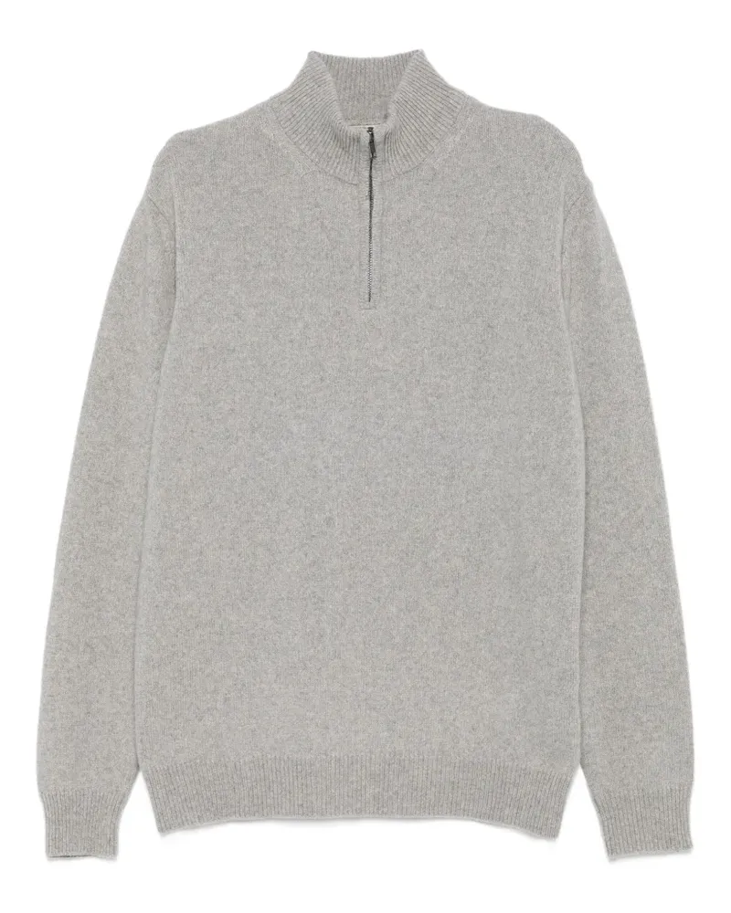 120% Lino Pullover mit Stehkragen - Grau Grau