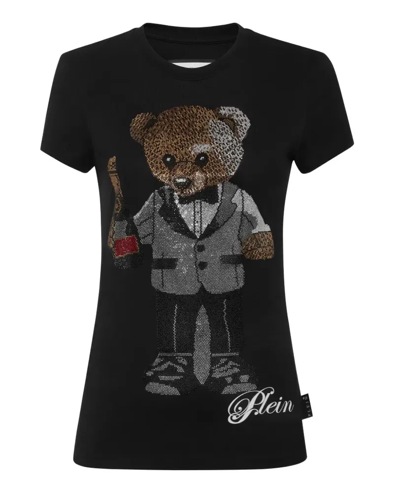 Philipp Plein T-Shirt mit Teddy-Verzierung - Schwarz Schwarz