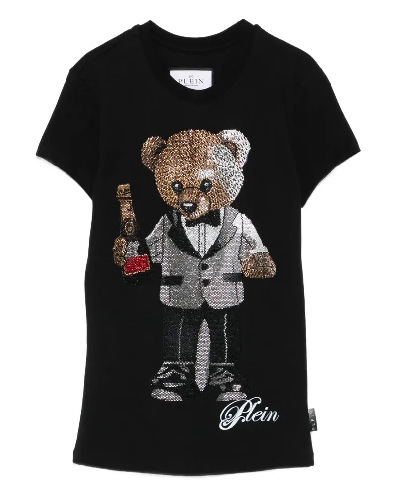 Philipp Plein T-Shirt mit Teddy-Verzierung - Schwarz Schwarz