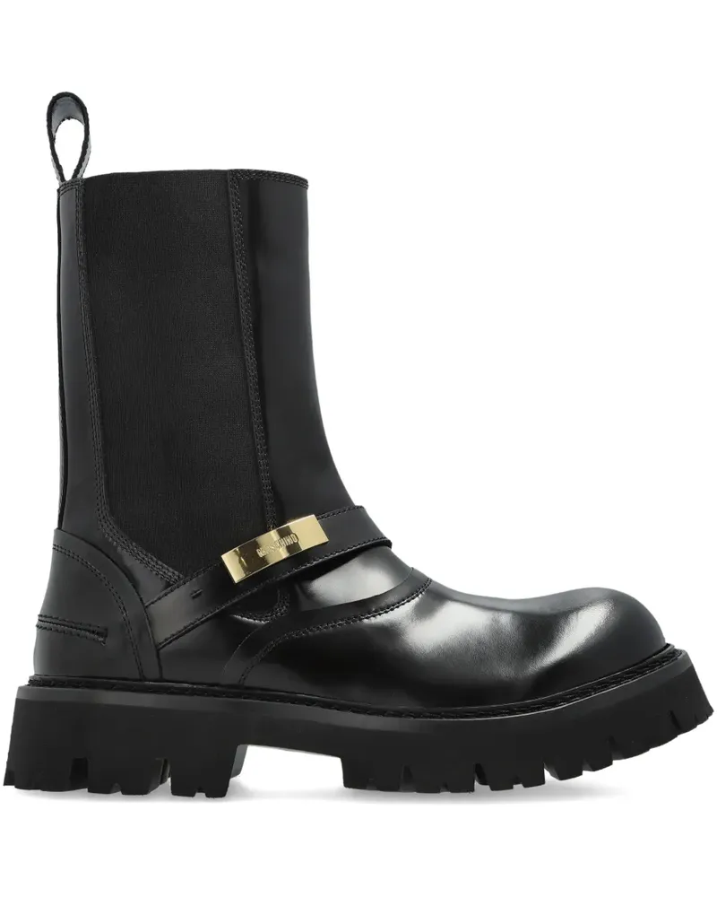 Moschino Chelsea-Boots mit Riemen - Schwarz Schwarz