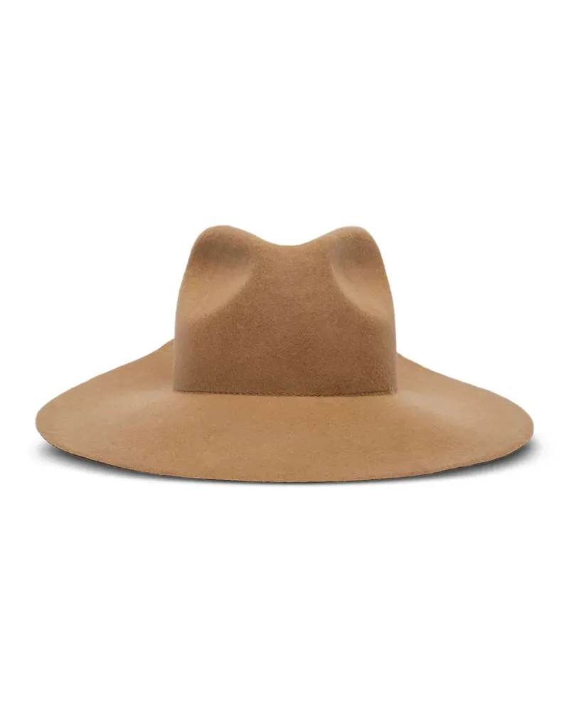 Max Mara Filzhut mit Leder-Schild - Braun Braun