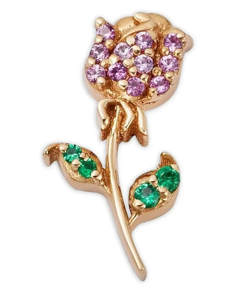 Loquet pink sapphire rose charm - Gold Gold