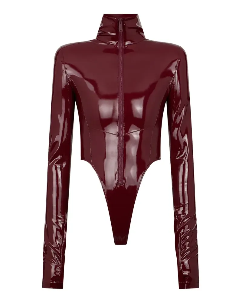 Dsquared2 Reißverschluss-Body in Lackoptik - Rot Rot