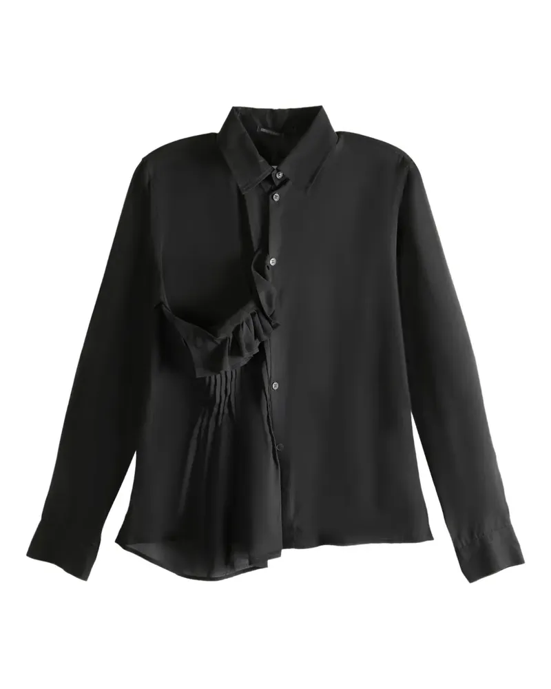 Yohji Yamamoto pleated ruffle shirt - Schwarz Schwarz
