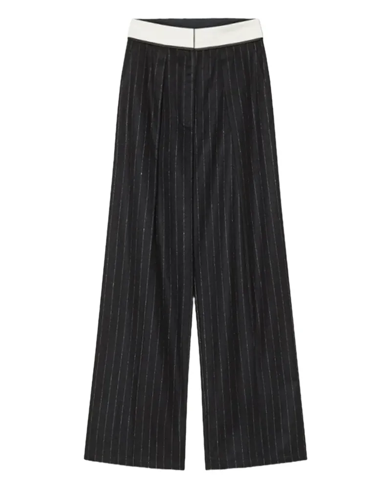 forte_forte Hose mit Nadelstreifen - Schwarz Schwarz