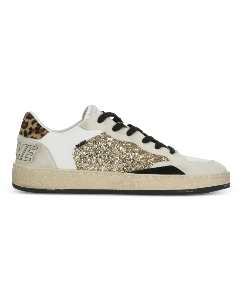 Crime glitter-panel leopard-print sneakers - Weiß Weiß
