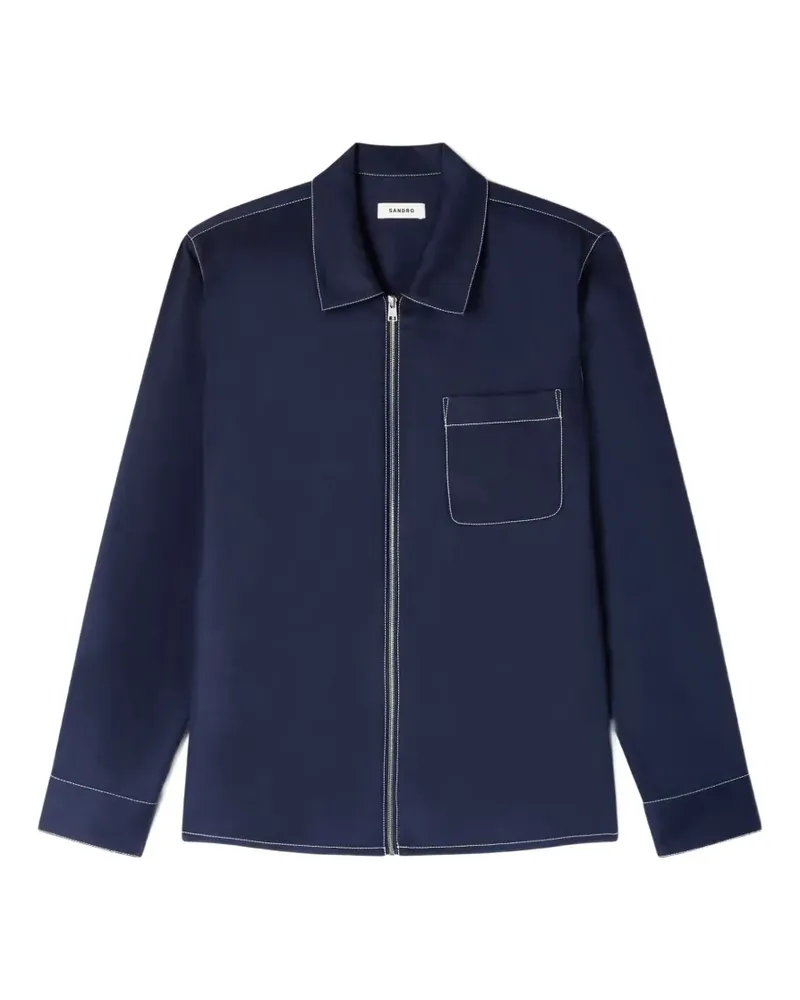 Sandro Hemdjacke mit Kontrastnähten - Blau Blau