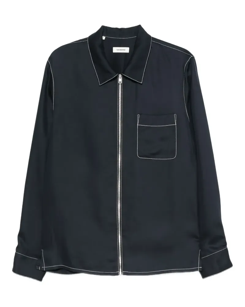 Sandro Hemdjacke mit Kontrastnähten - Blau Blau