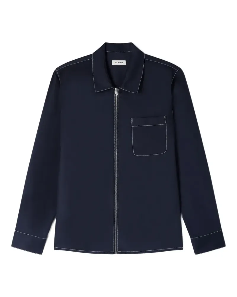 Sandro Hemdjacke mit Kontrastnähten - Blau Blau