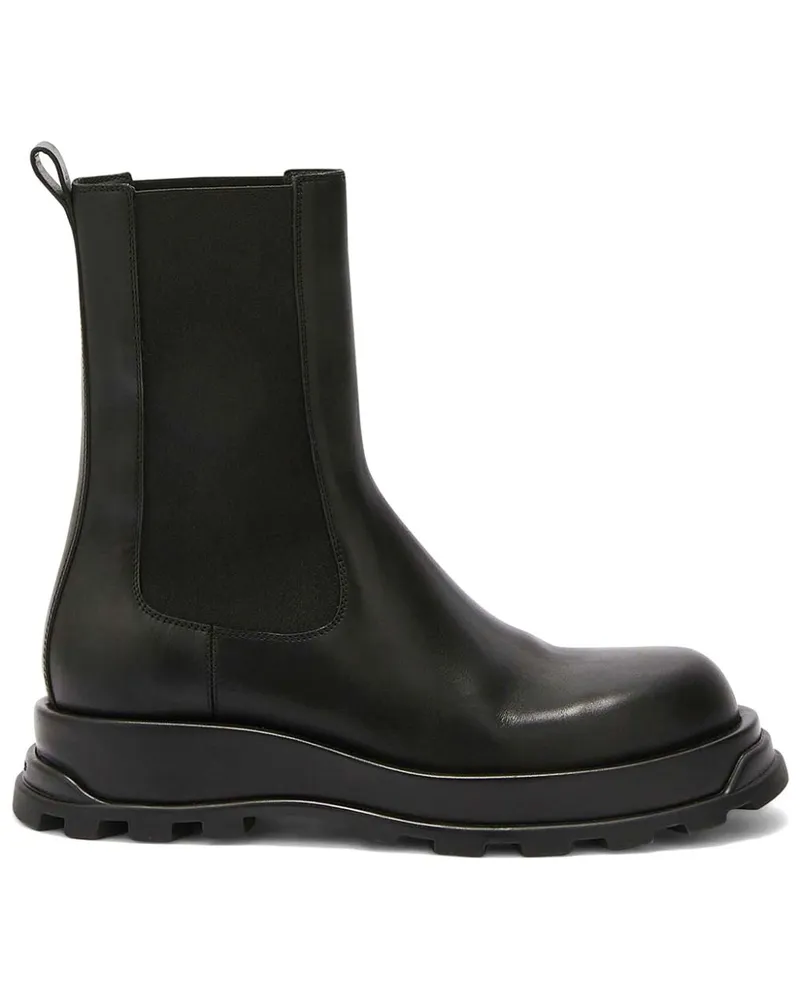 Jil Sander Knöchelhohe Lederstiefel - Schwarz Schwarz