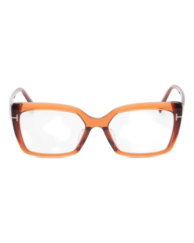Tom Ford T-logo geometric-frame glasses - Orange Orange