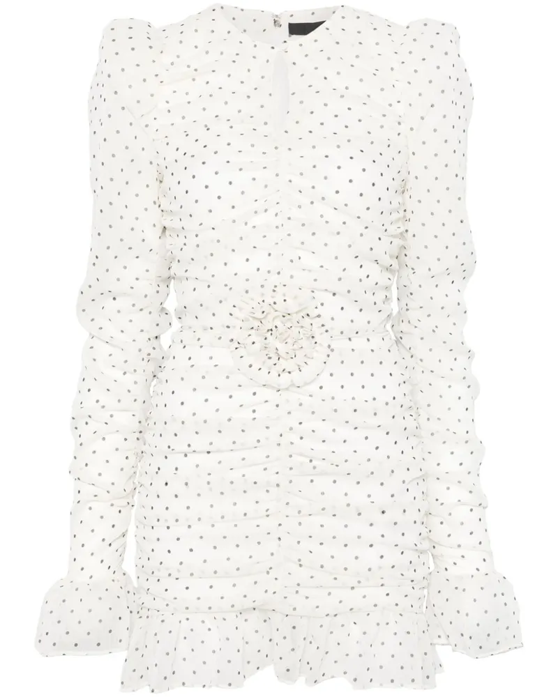 ROTATE Birger Christensen Minikleid mit langen Ärmeln und Print - Weiß Weiß