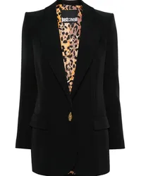 Just Cavalli Einreihiger Blazer aus Krepp Schwarz