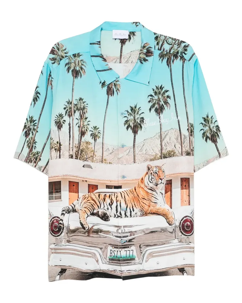 Blue Sky Inn Reverskragen-Hemd mit Tiger-Print - Blau Blau