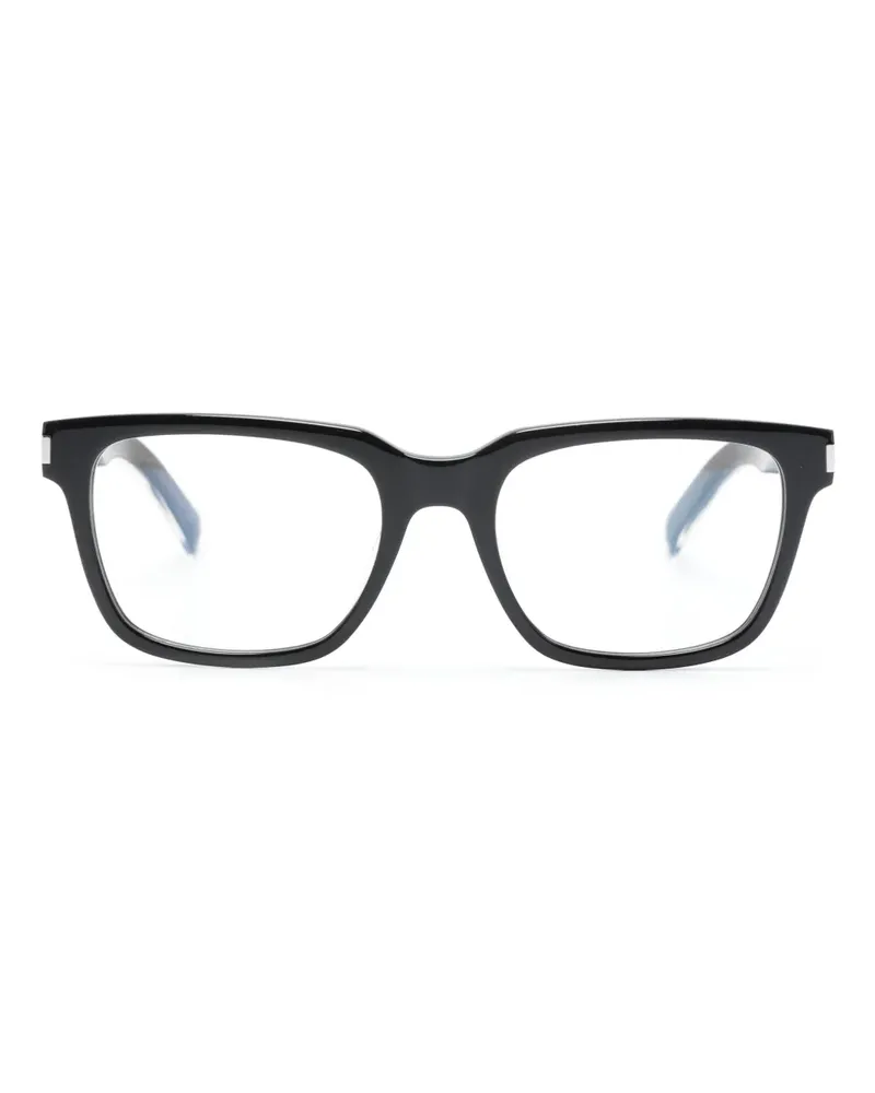 Saint Laurent Eckige Brille mit Logo-Gravur - Schwarz Schwarz