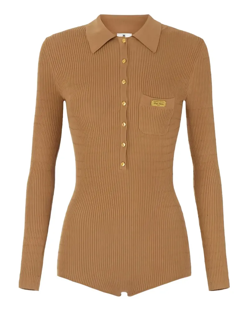 Elisabetta Franchi micro-cable knit jumpsuit - Braun Braun