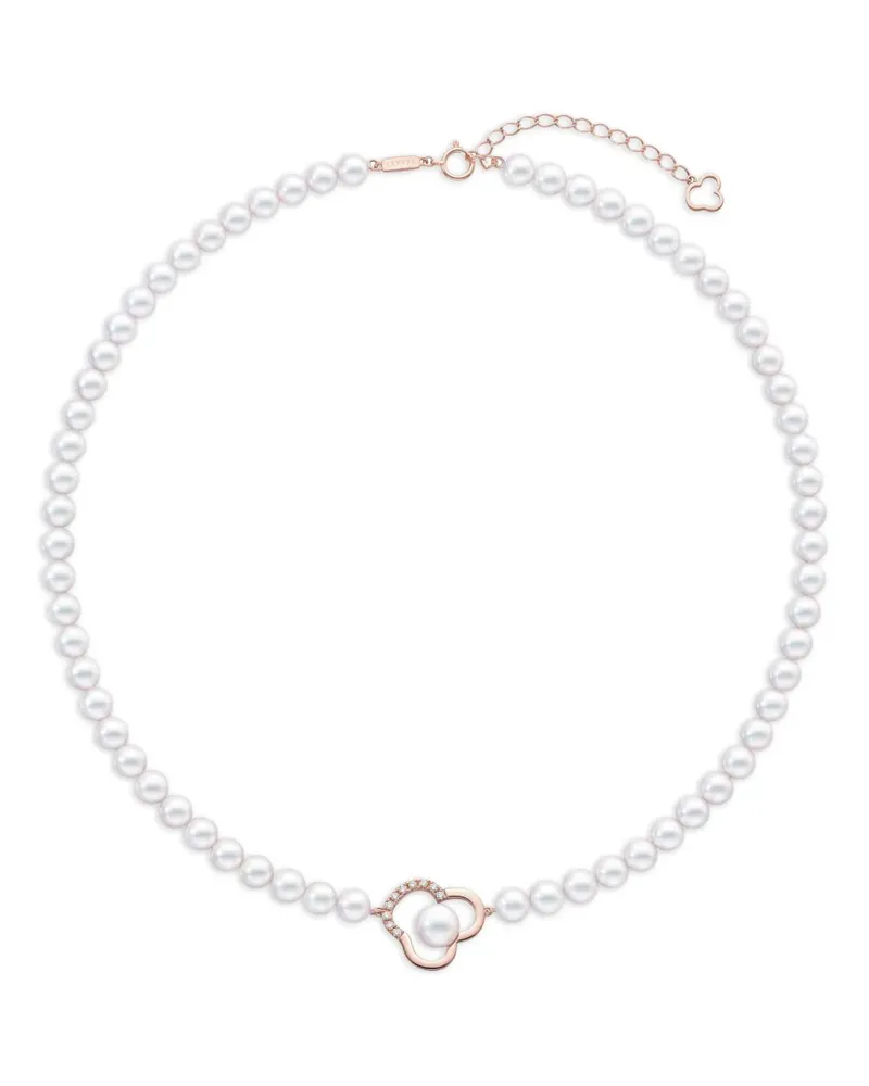 TASAKI 18kt Chants Rotgoldhalskette mit Akoya-Perlen und Diamanten - Weiß Weiß