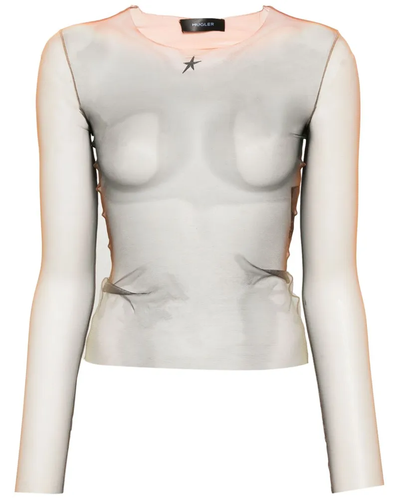 Thierry Mugler Langarmshirt aus Mesh - Braun Braun