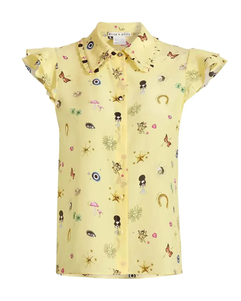 Alice + Olivia ruffled printed top - Gelb Gelb