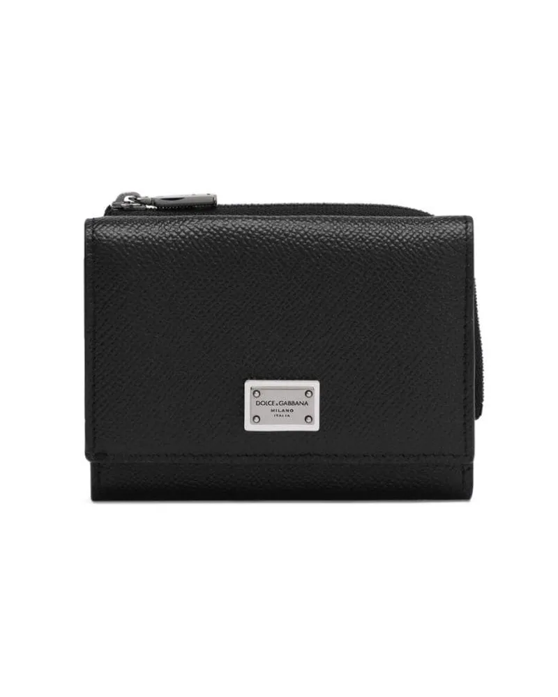 Dolce & Gabbana Portemonnaie mit Logo-Schild - Schwarz Schwarz