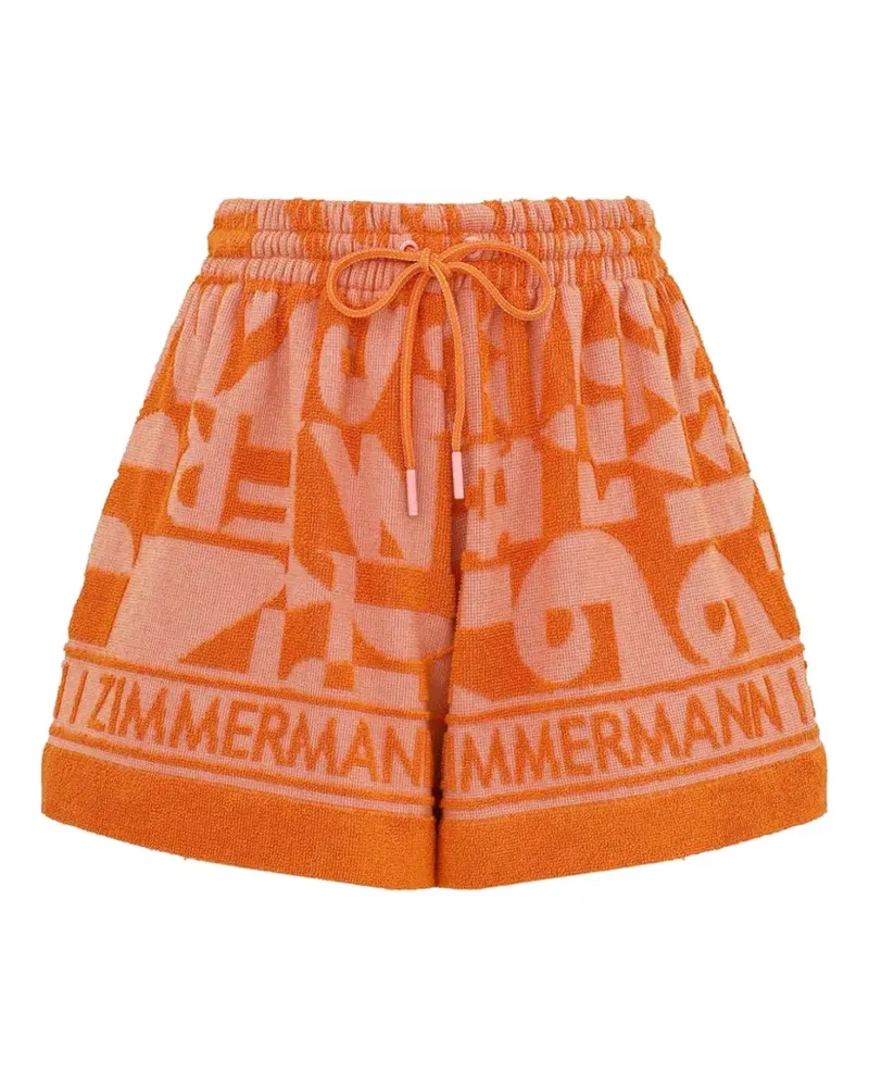 Zimmermann logo-print towelling shorts - Orange Orange