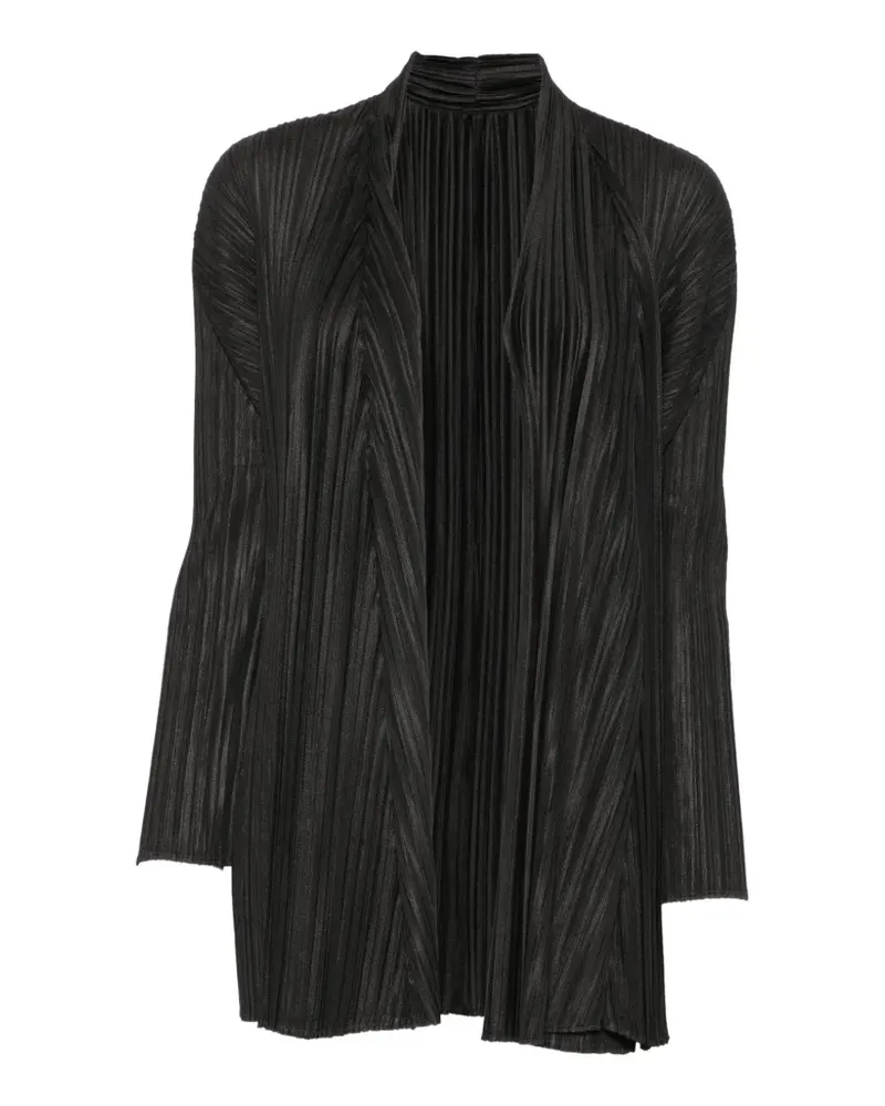 Issey Miyake Plissierte Jacke mit Schalkragen - Schwarz Schwarz