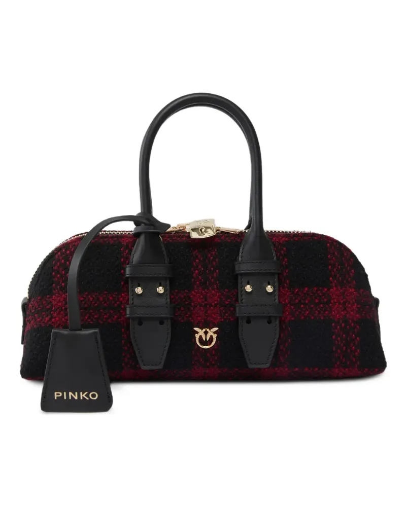 Pinko Karierter Love Birds Tote Bag - Schwarz Schwarz