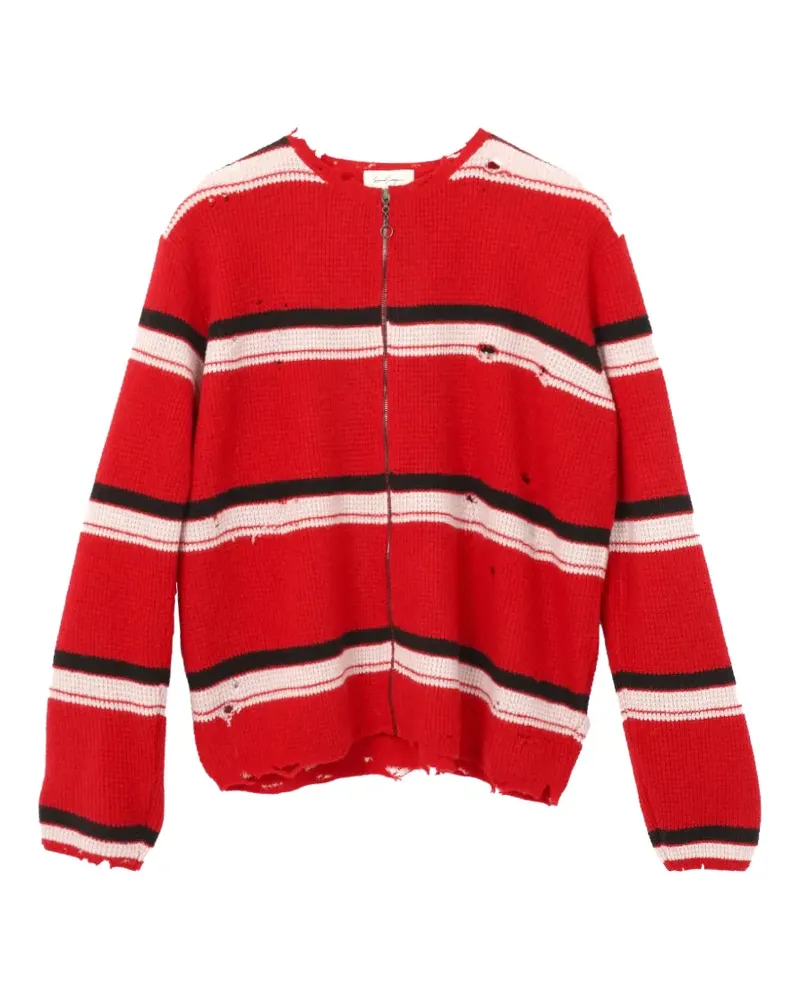 Second/Layer Gestreifter Cardigan im Distressed-Look - Rot Rot