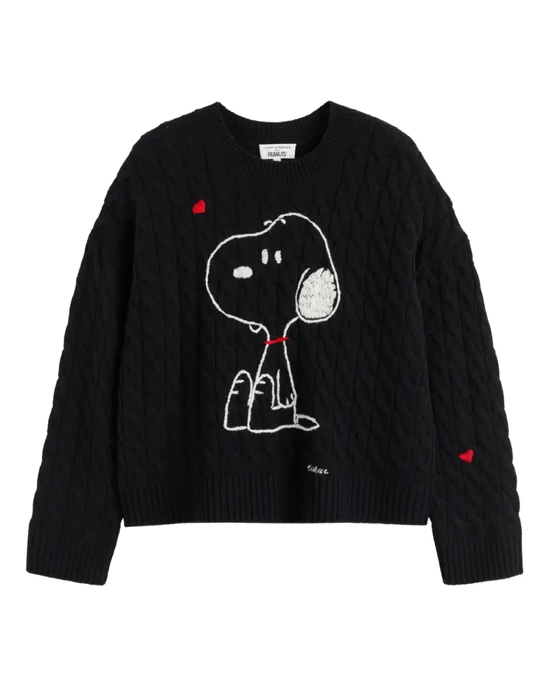 Chinti & Parker x Peanuts Pullover mit Zopfmuster - Schwarz Schwarz