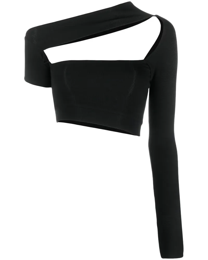 Lama Jouni Geripptes Stricktop mit Cut-Out - Schwarz Schwarz