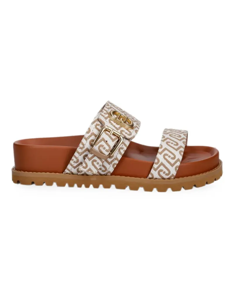 Liu Jo monogram-print buckle-fastening sandals - Weiß Weiß