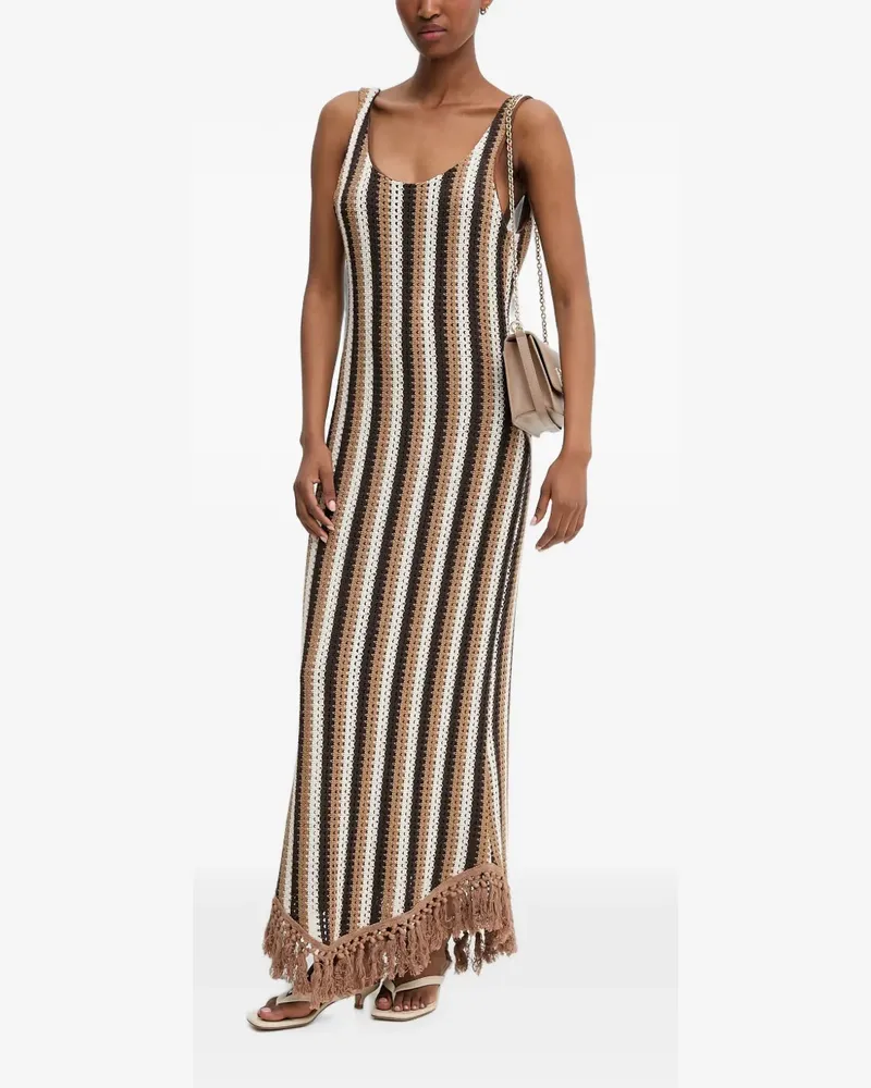 HAVEONE Maxikleid mit Fransen - Braun Braun