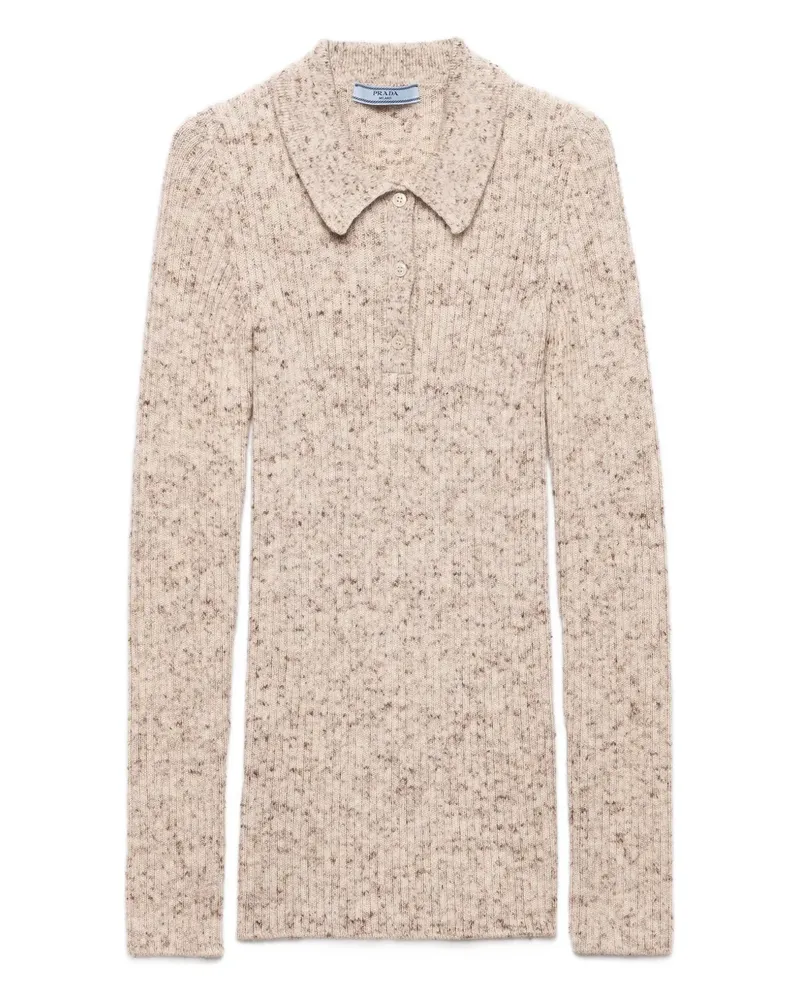 Prada Gerippter Pullover mit Polokragen - Nude Nude