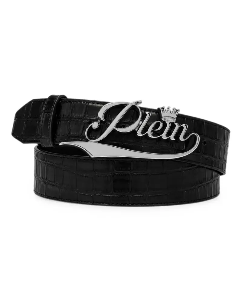 Philipp Plein leather belt King Plein Cocco - Schwarz Schwarz