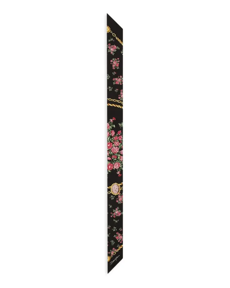 Dolce & Gabbana Schal mit Blumen-Print - Schwarz Schwarz