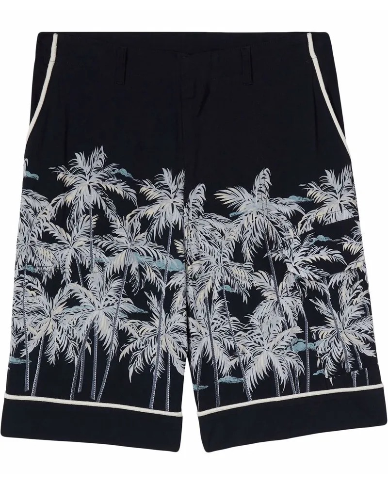 Palm Angels Bermudas mit Palmen-Print Schwarz