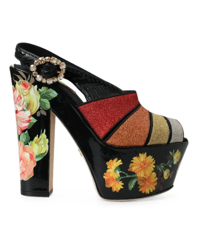 Dolce & Gabbana Kristallverzierte Sandalen mit Blumenprint - Rot Rot
