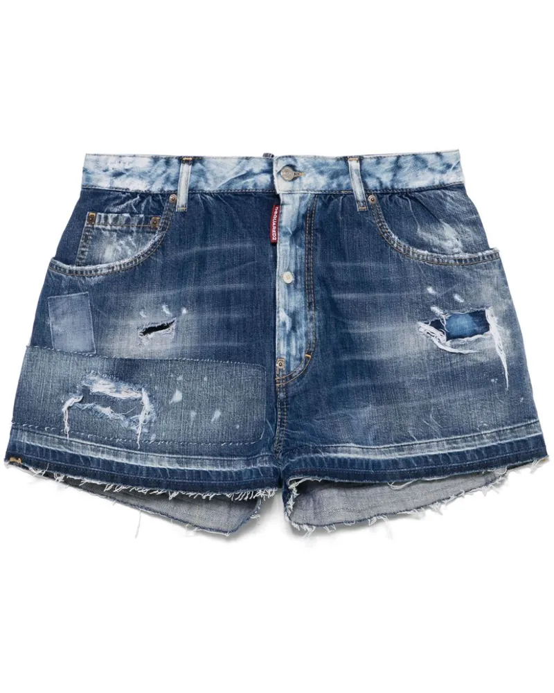 Dsquared2 Jeans-Shorts in Distressed-Optik - Blau Blau