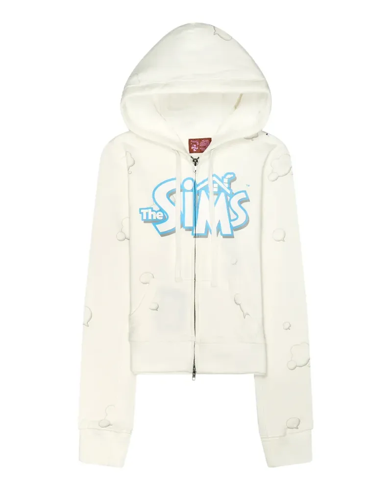 Praying Sims logo-print hoodie - Nude Nude