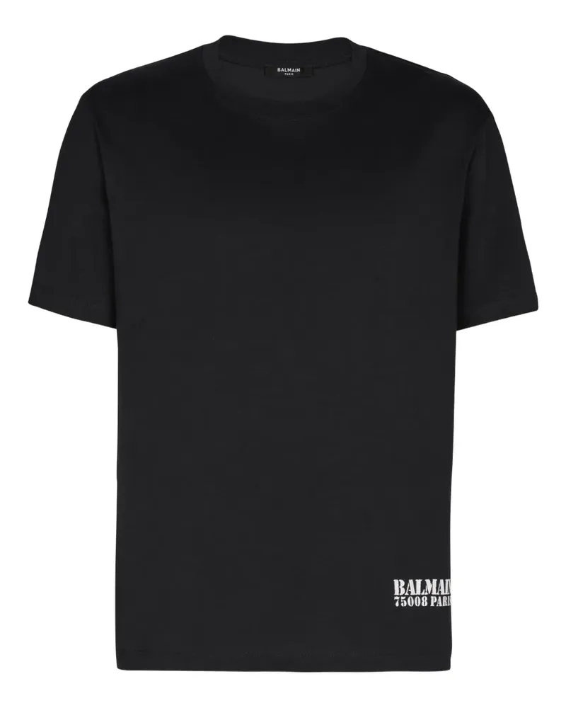 Balmain T-Shirt mit Logo-Stempel - Schwarz Schwarz