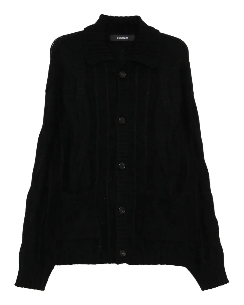 SONGZIO Cardigan mit klassischem Kragen - Schwarz Schwarz